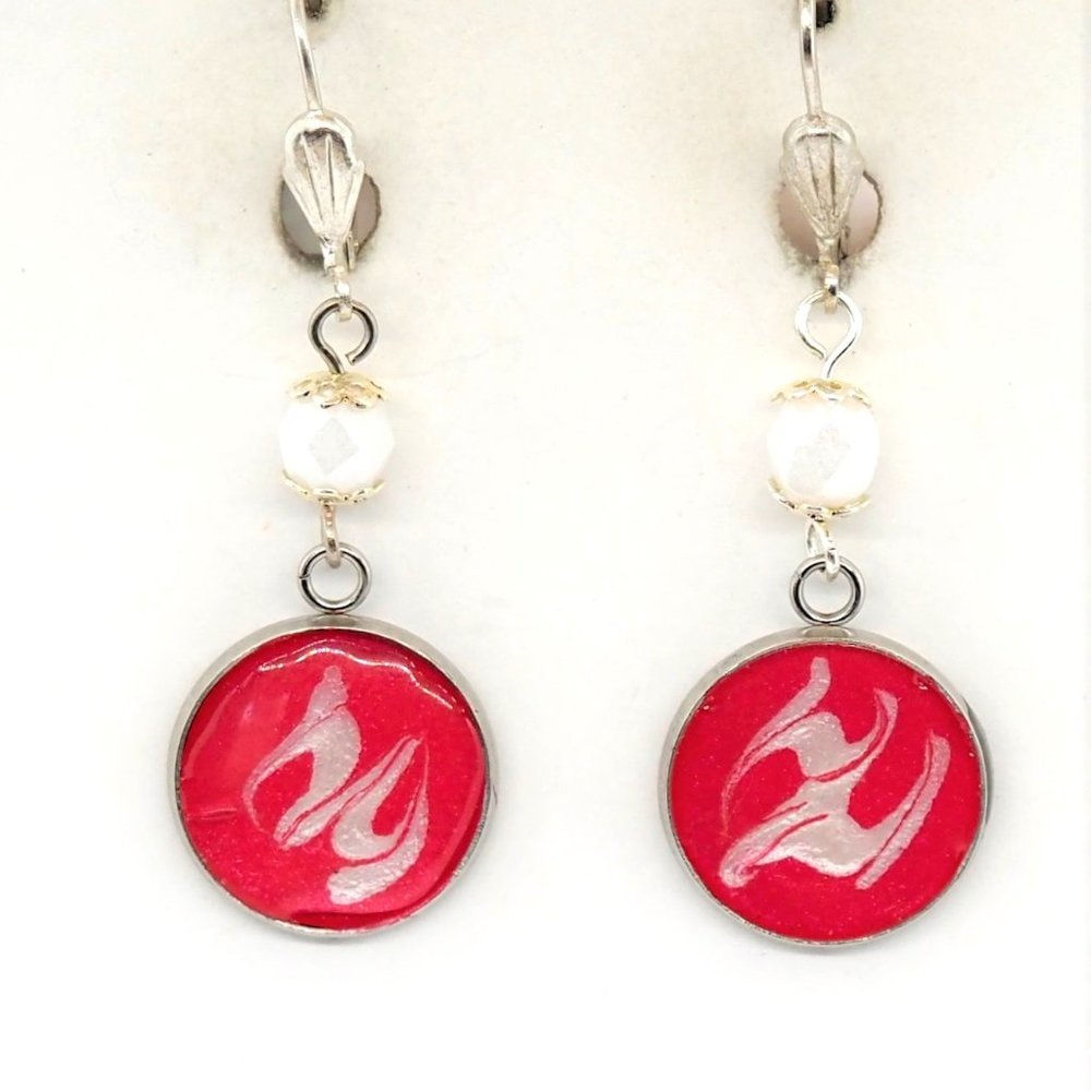 Red & White Frost Earrings